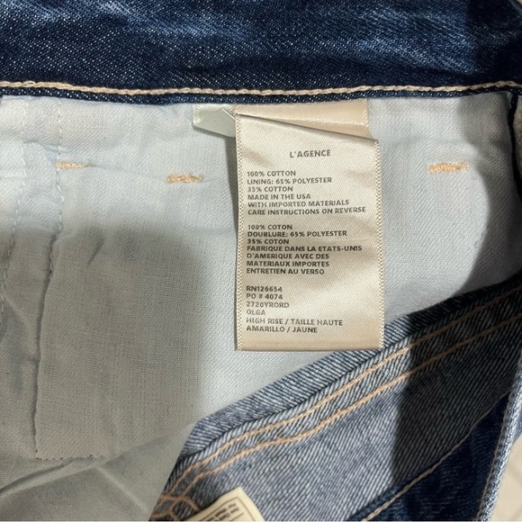 L’AGENCE Olga Cuffed Distressed Cigarette Jeans Size 27 Medium Wash - Picture 5 of 6